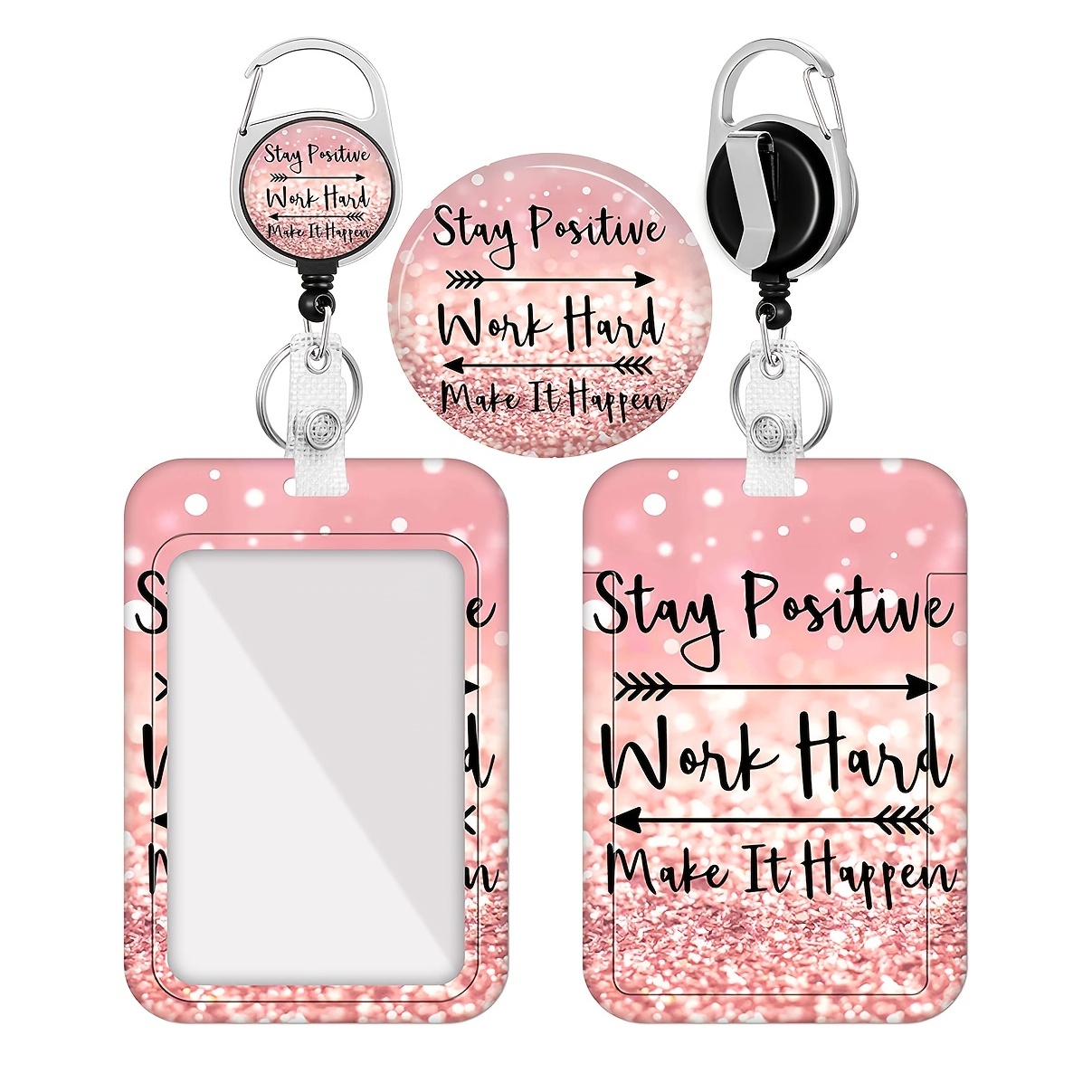 1pc Teacher Love Inspire Embellishment,Shiny in The Sun Retractable Badge Reel,with A Rotatable Clip and Easy to Fix Can Help to Fix The ID Card