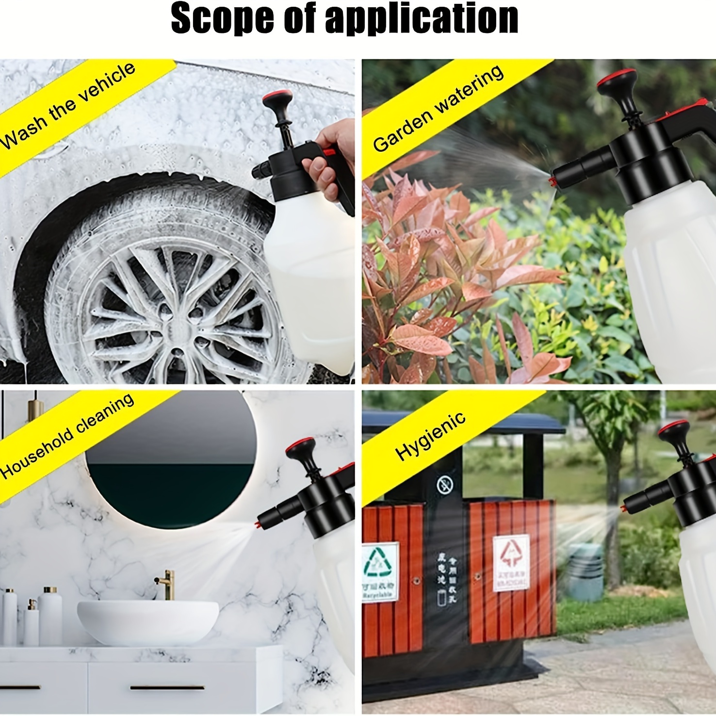 Car Wash Foam Sprayer, 2L Portable Sprayer Pump, Handheld Foam Sprayer,  Multifunctional Foam Sprayer Car Wash Pump Bottle with Scale, Pressurized