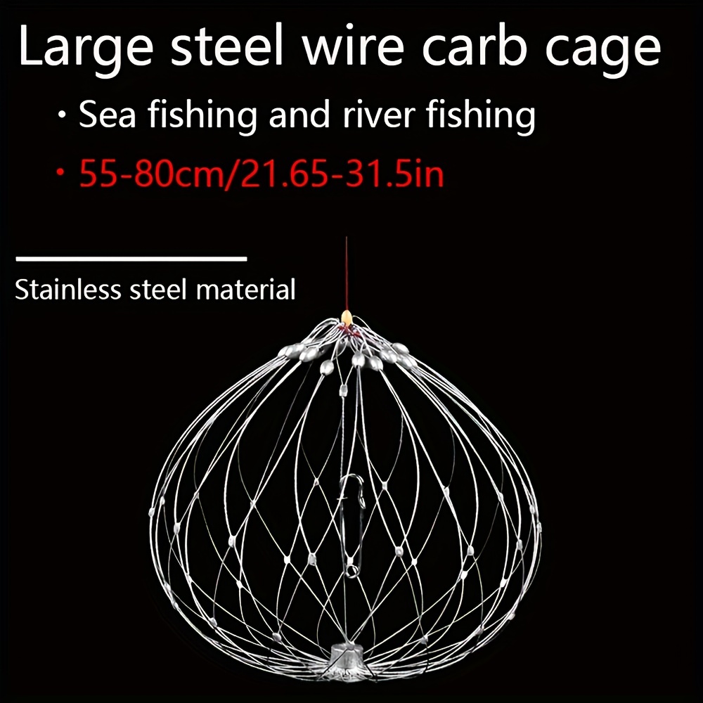 1pc Fishing Crab Trap Net, Automatic Opening And Closing Steel Crab Cage,  Steel Wire Fishing Cage, Fishing Accessories