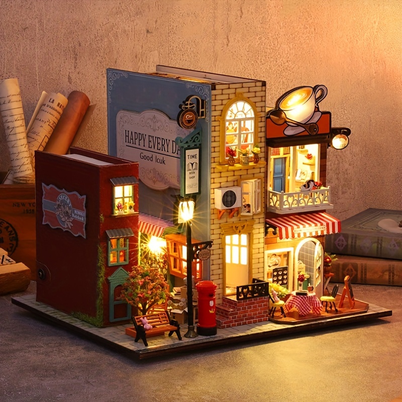 Miniature de maison de poupée avec des meubles DIY Kit de maison de poupée  en bois Mini cadeaux de maison pour les enfants