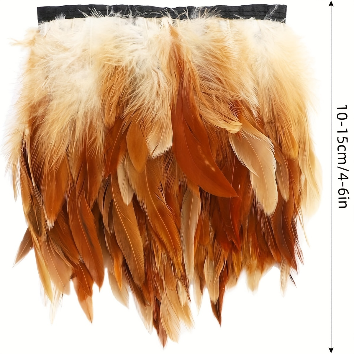 Fancy Feather Fringe Trim - Brown Multi