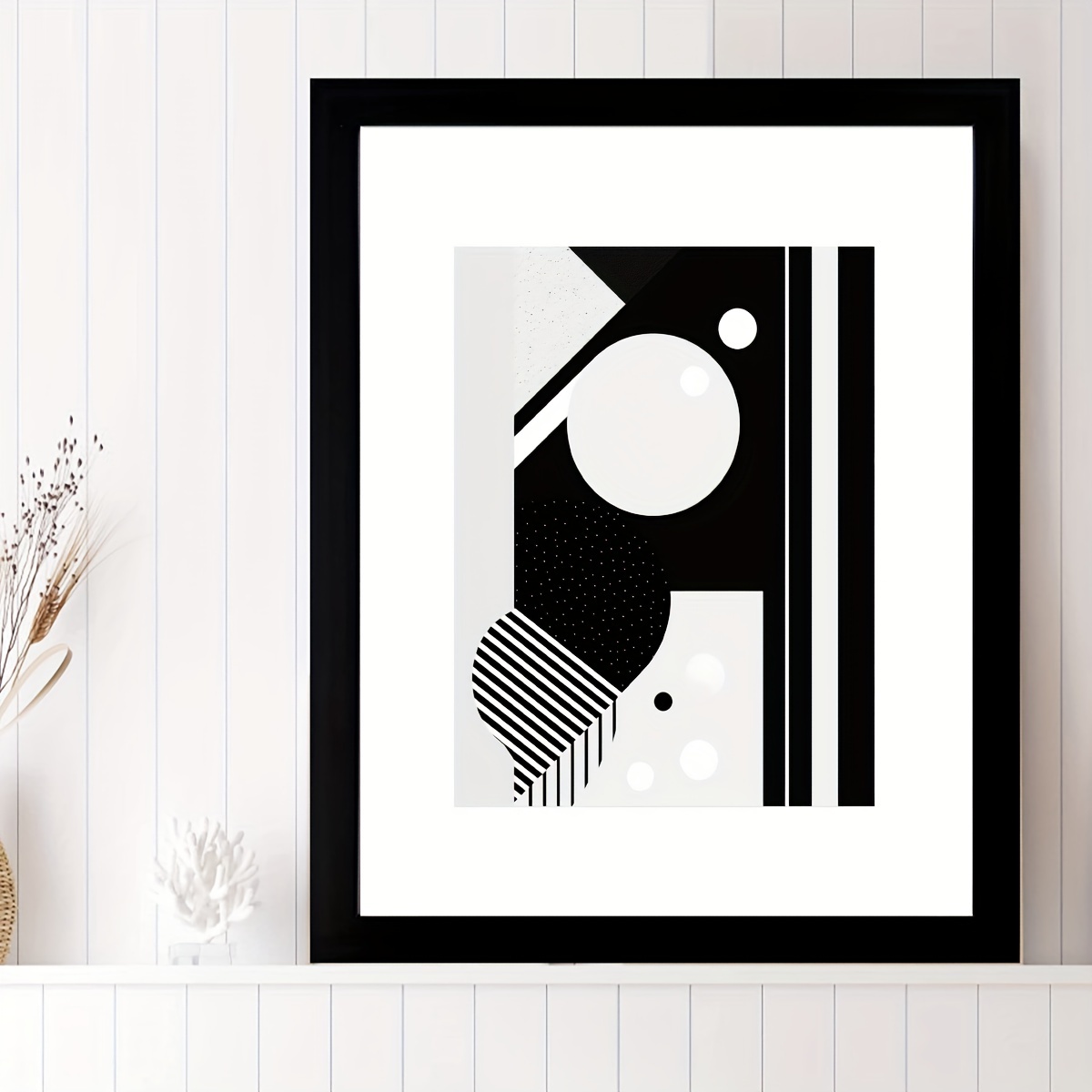 Framed Minimalist Style Canvas Paintings Black And White Art - Temu