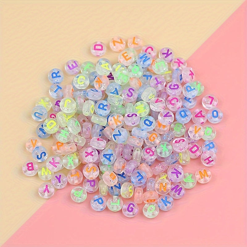 Transparent Plastic Letter Loose Beads Diy Jewelry - Temu