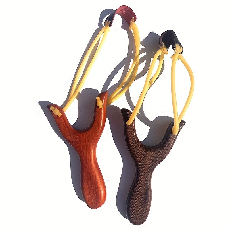 1pc Solid Wooden Hunting Slingshot: Perfect For Outdoor Fishing & Shooting  - Includes Rubber Band!