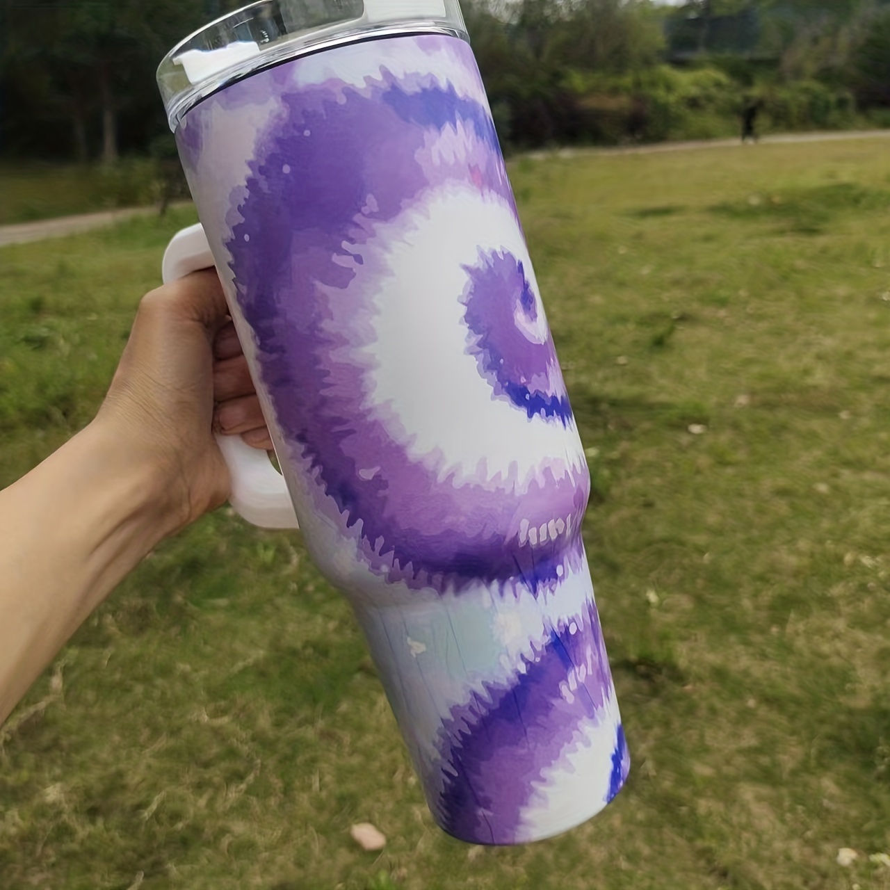 Lilac Tie Dye 40 Oz Handle Tumbler