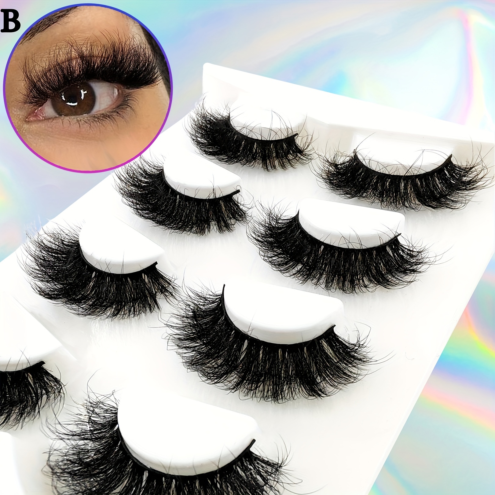 4 Pairs Fluffy False Eyelashes Curling Cat Eye Sexy Messy Lashes