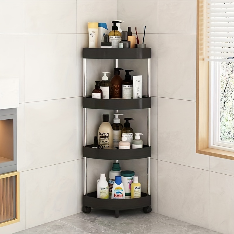 1pc Punch Corner Shelf & Storage Rack for Kitchen & Bathroom