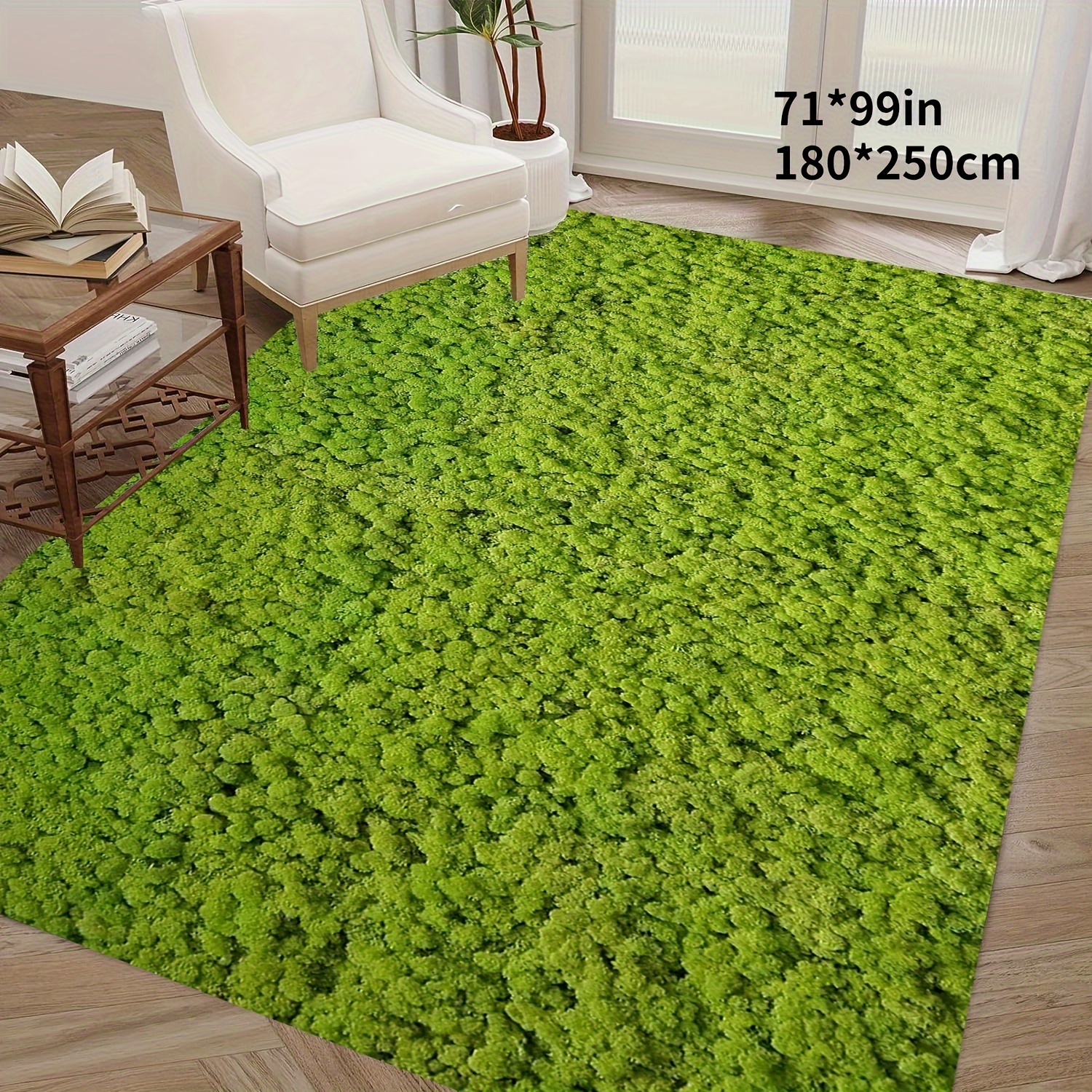 Moss Carpet Non Slip Washable Shaggy Rug Bedside Rug Artificial Grass  Runner Rug Simulation Grass Carpet Living Room Irregular  Carpet(Green)(Green 60