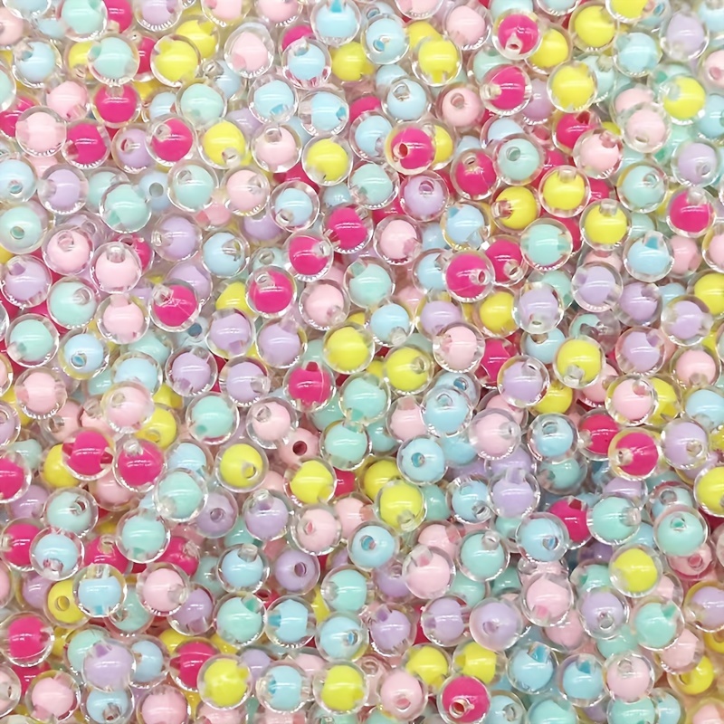 100pcs 8mm Acrylic Candy Colors Round Beads Mix Pastel Plastic Beads