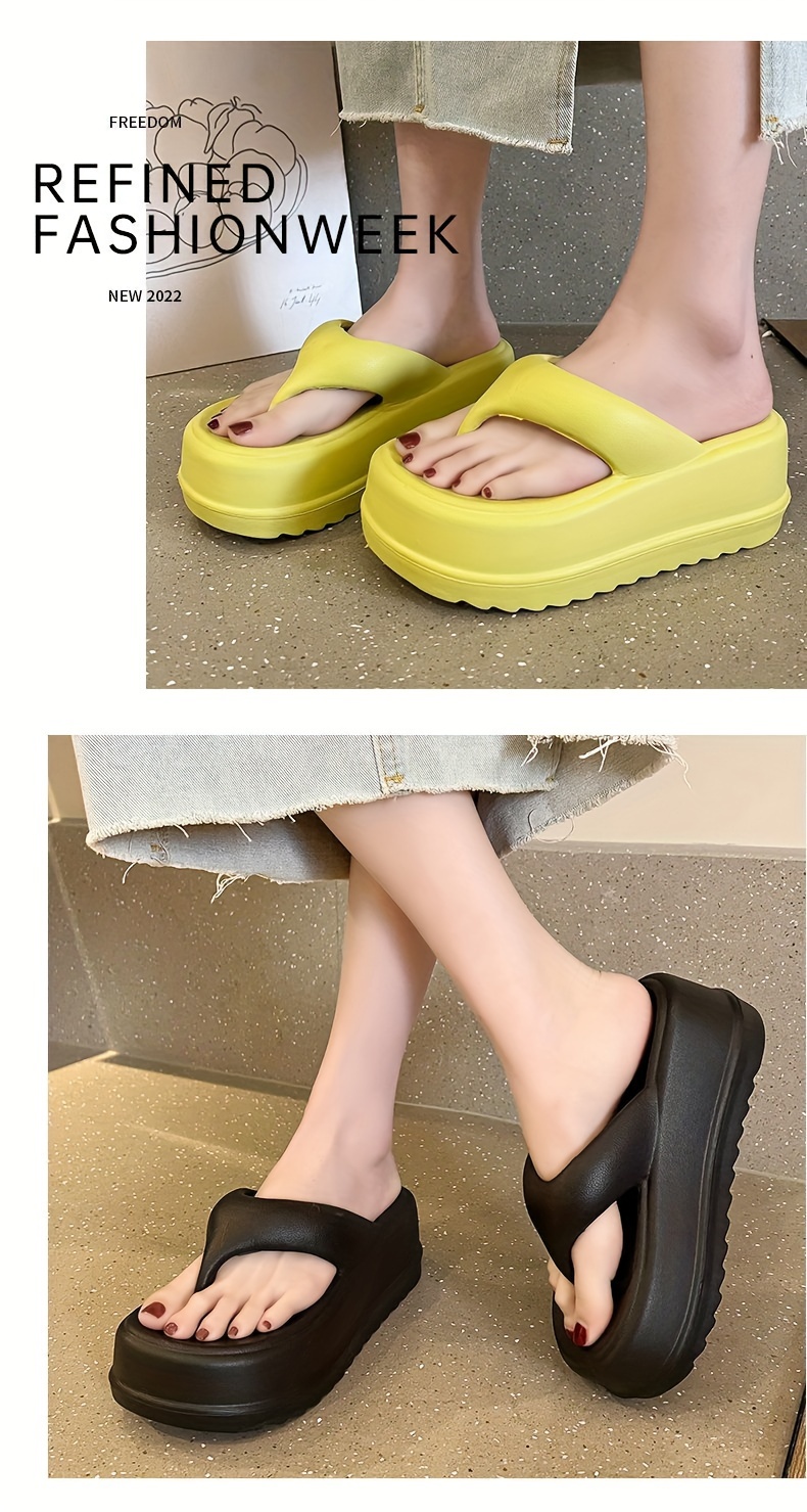   womens 7cm thick sole eva slide sandals open toe summer slippers with black white straps comfortable indoor outdoor use casual footwear   durable footwear Product details 9
