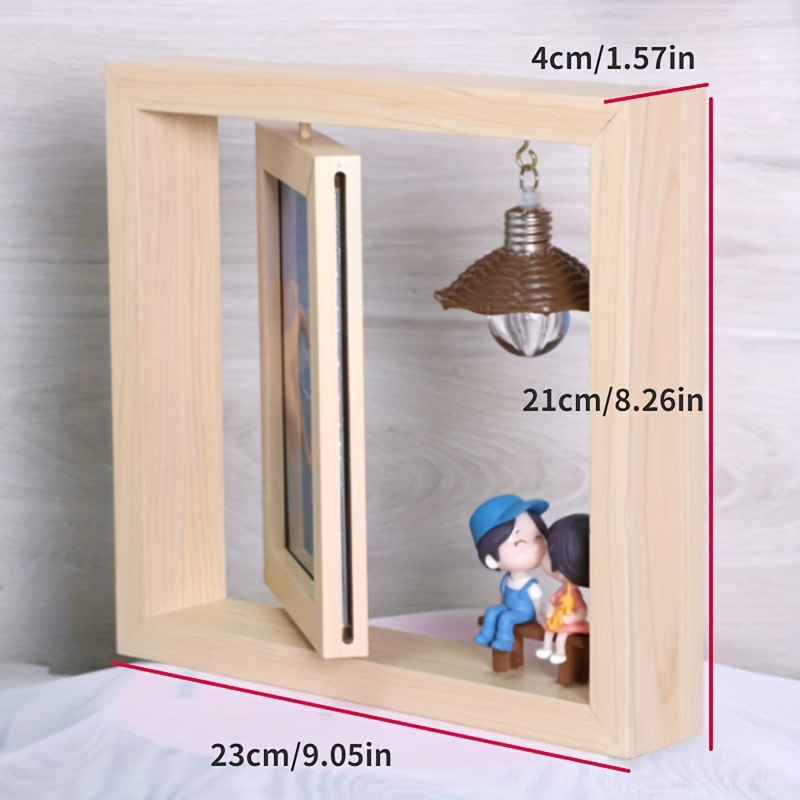 Creative Wooden Photo Frame Double sided Rotating Photo - Temu