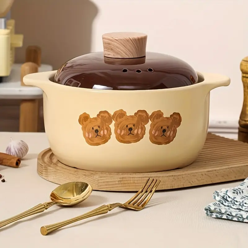 Cute Bear Animal Ceramic Casserole Household Stew Pot Soup - Temu