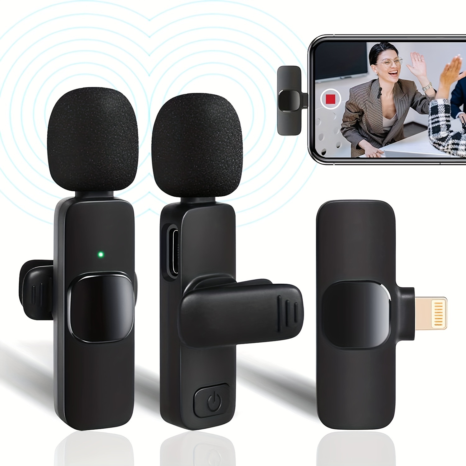 Microfono Wireless Per IPhone Android Camera, Mini Microfono A Clip, Microfono  Per Telefono Per Registrazione, Vlogging, Live Stream, Plug-play (microfono  3-in-1) - Temu Italy