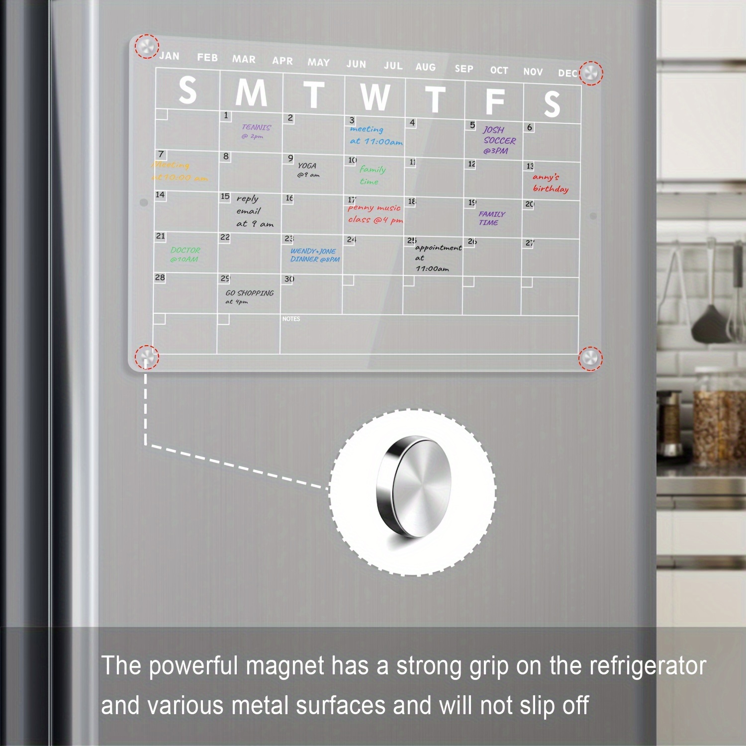 Acrylic Magnetic Dry Erase Board Calendar For Fridge Clear - Temu