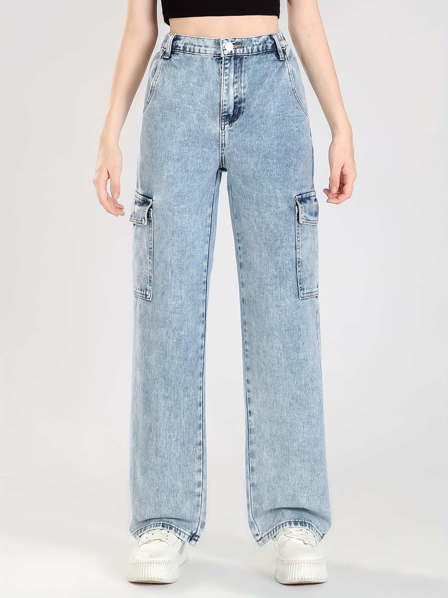 High Waisted Blue Denim Girls Flare Jeans For Teen Girls With Wide