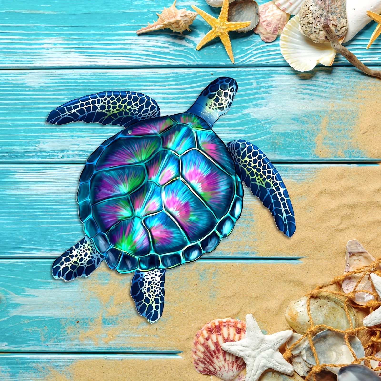 1pc, Beach Theme Wooden Sea Turtle Ornament - Perfect Wall Art Decoration  for Indoor Living Room, Room, and Home Decor