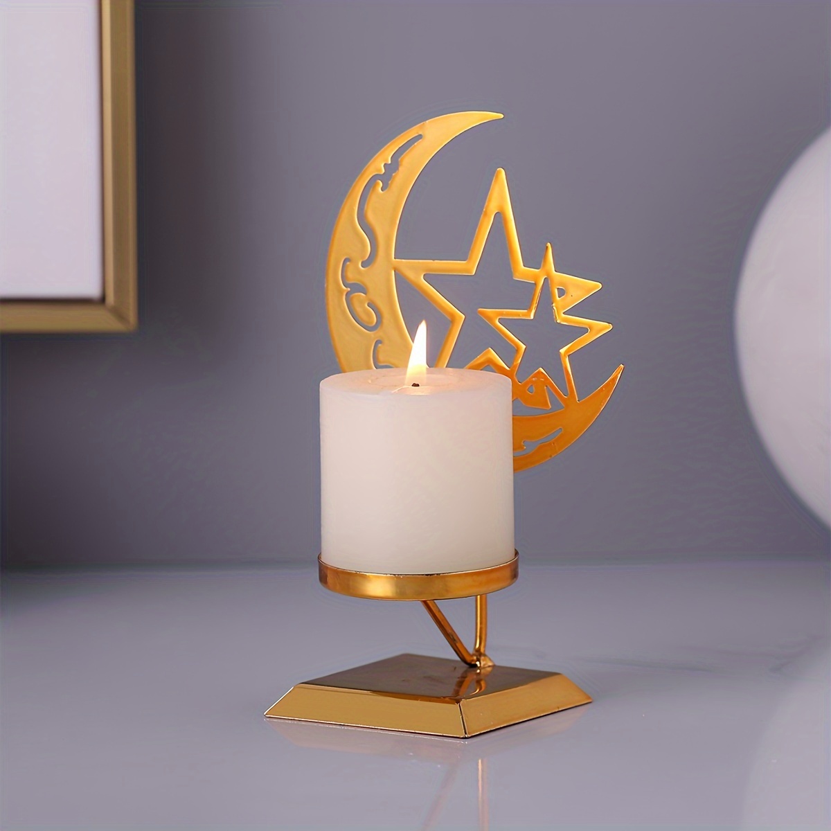 Mondförmiger Eid Mubarak-Kerzenhalter Kerzen-Teelichtständer zur Dekoration