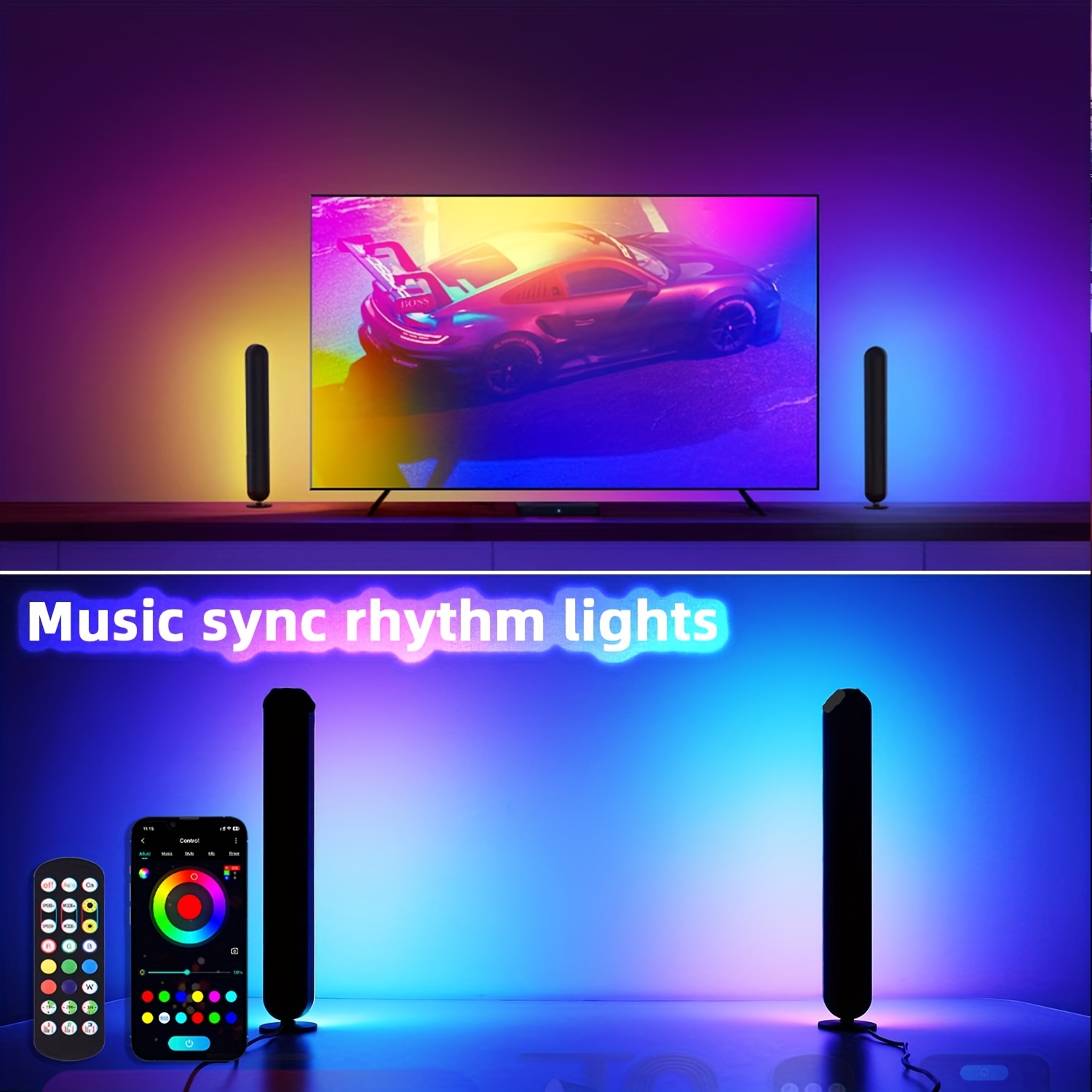 Smart Rgb Light Bar Voice Activated Led Light Rgb Music Sync - Temu