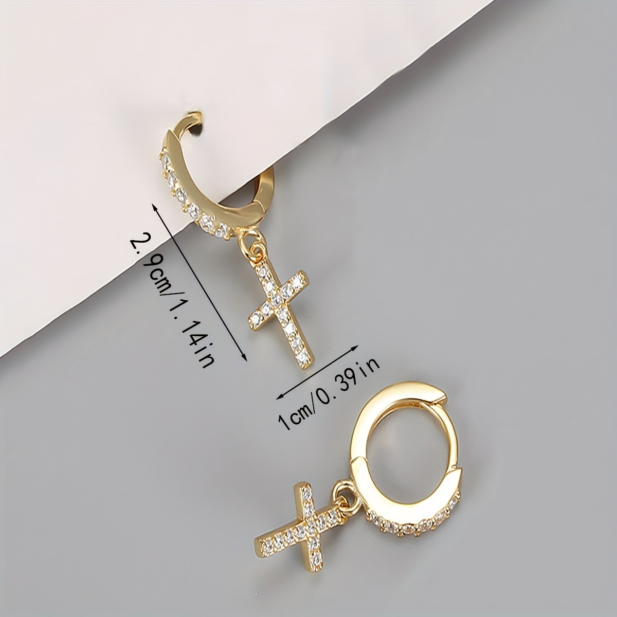 Men's Full Rhinestone Cross Zircon Earrings