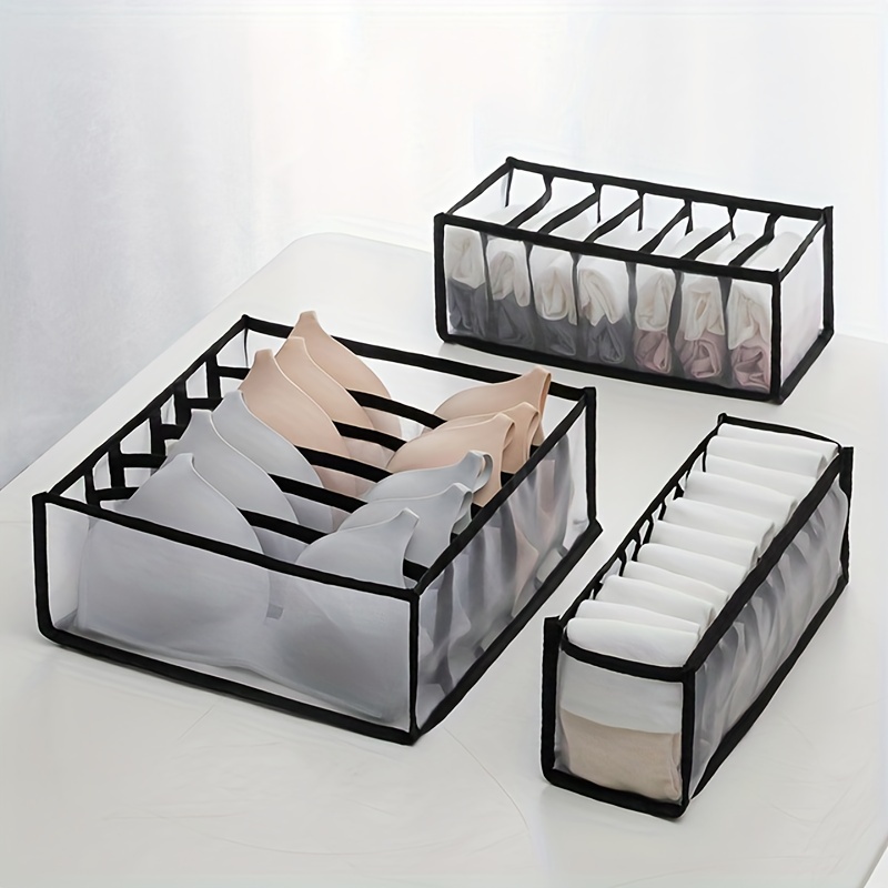 1pc Back-to-school Transparent Foldable Underwear Storage Box With Mesh For  Sock Organisation In Household, Drawer Divider In Dormitory Wardrobe,  Clothes Organizer In Closet, Bedroom Compartment Sorting Storage Box, Room  Storage And Organisation