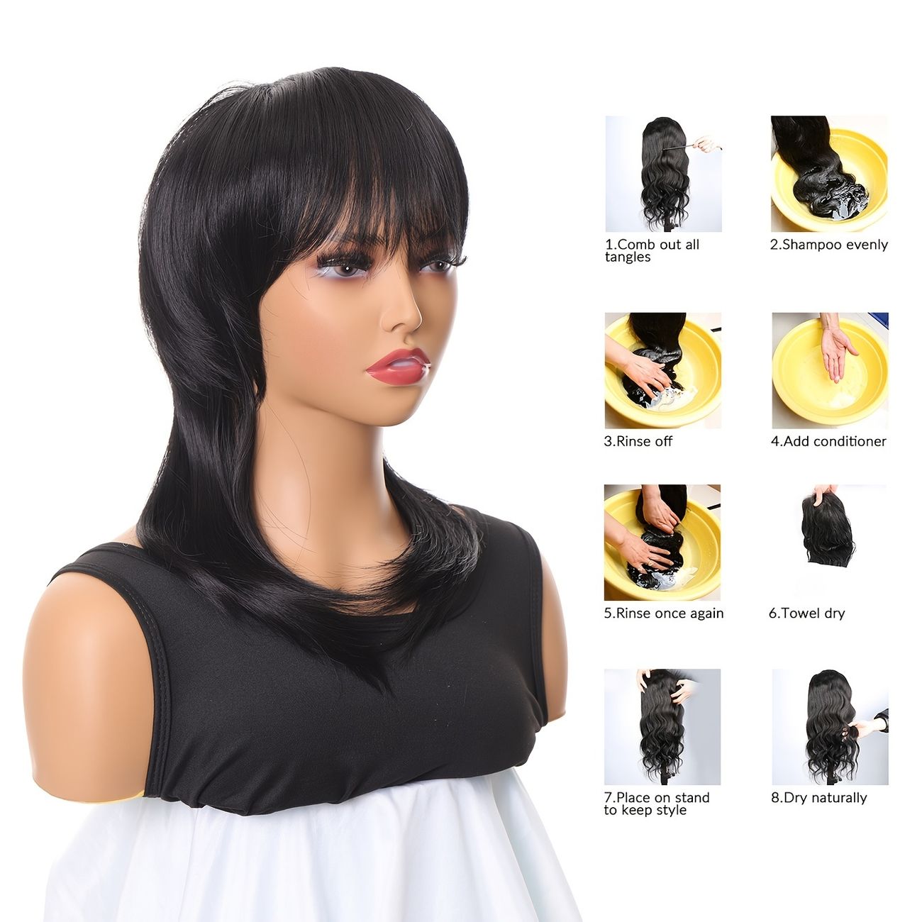 Mullet Hair Style Wigs Medium Long Hair Wig With Bangs Synthetic Heat  Resistant Wig For Women Hair Replacement Wigs | Don't Miss These Great  Deals | Temu