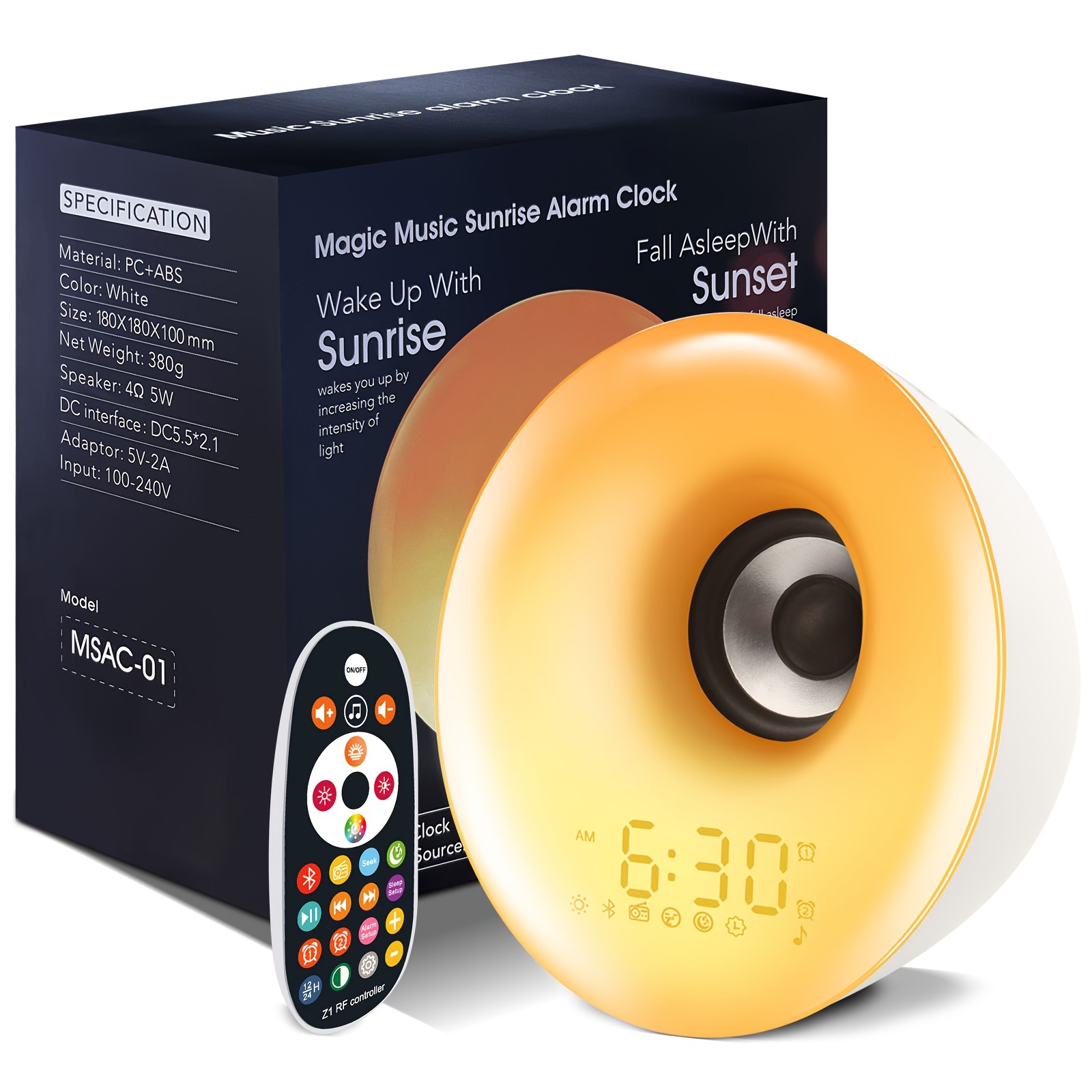 Sunrise Alarm Clock for Heavy Sleepers, Wake Up Light with Sunrise/Sunset  Simulation, Dual Alarms & Natural Sounds, Snooze & Sleep Aid, FM Radio, 7