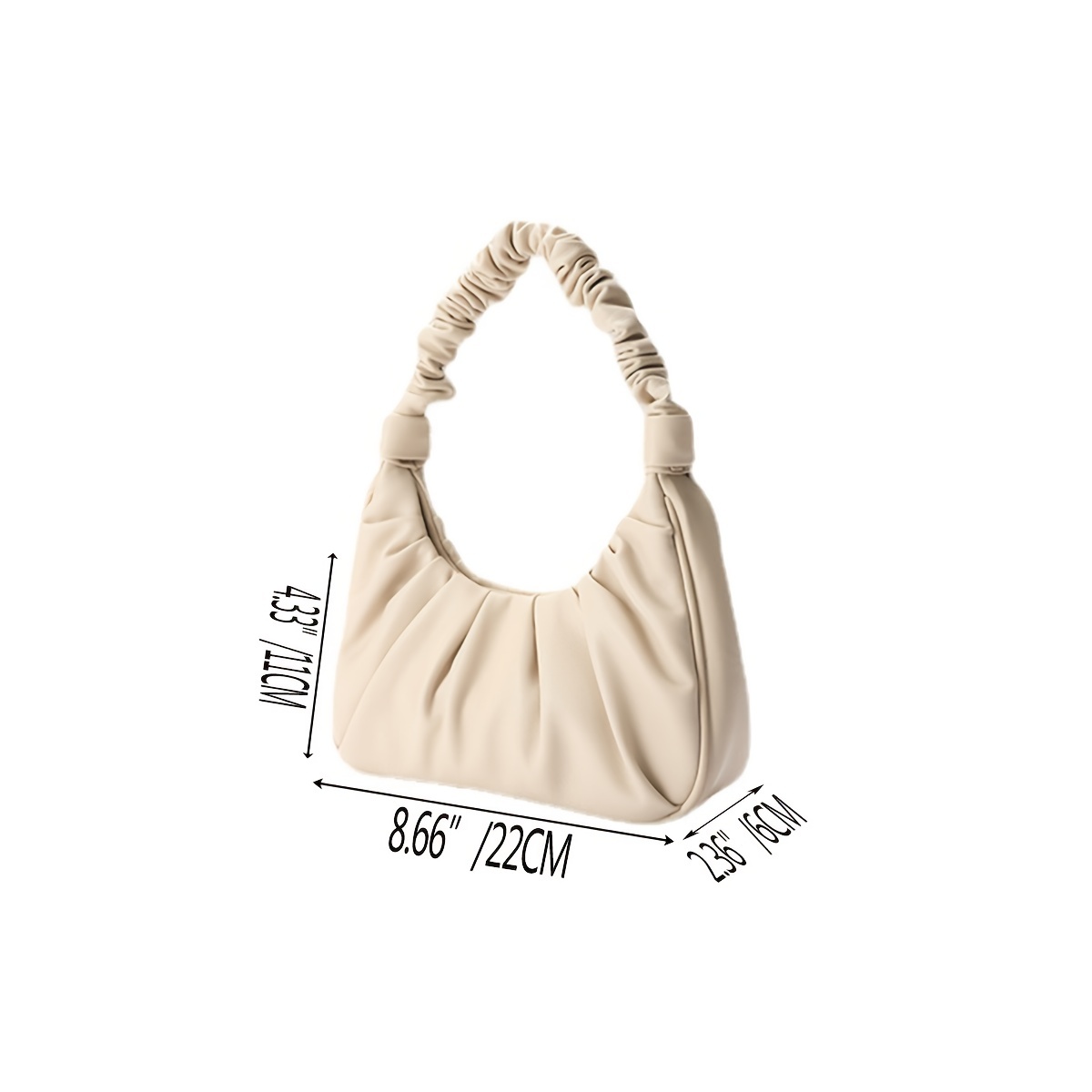 Elegant Solid Color Shoulder Bag, Women's Trendy Zipper Purse, Simple Pu  Baguette Bag