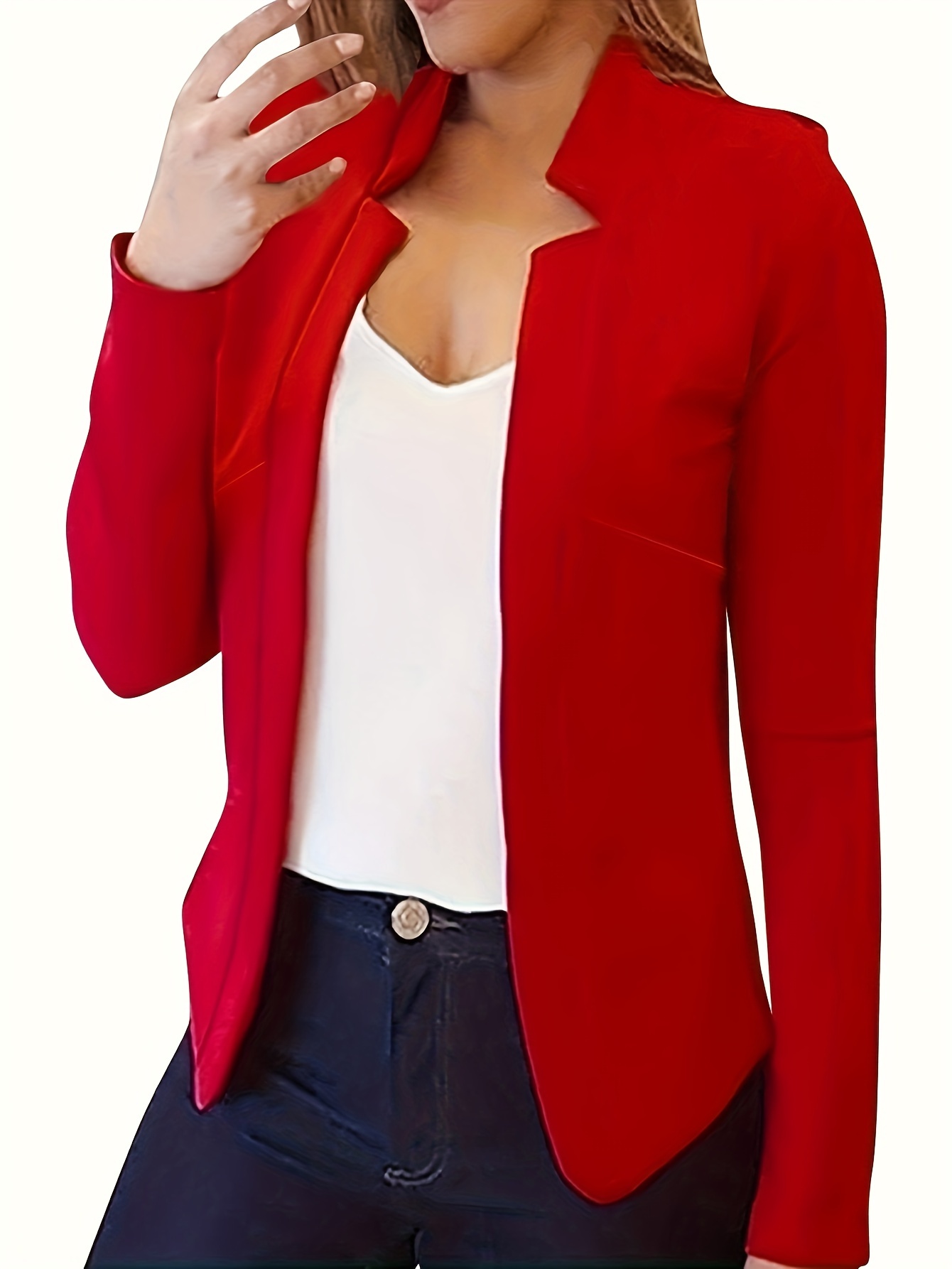 Casual Blazer Women's Plus Solid Long Sleeve Stretch Blazer