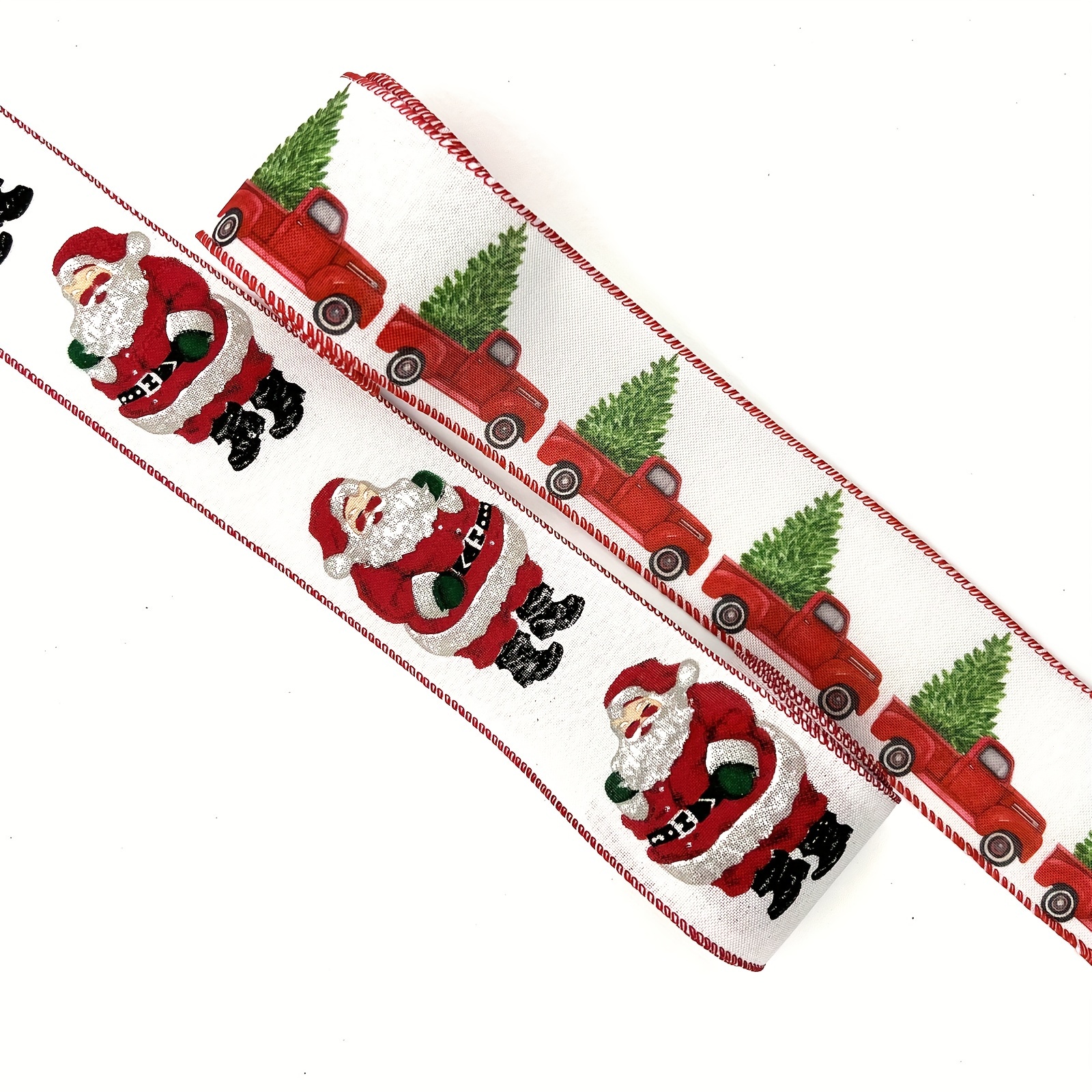 5 Yards Christmas Wired Edge Ribbon Red And White Ribbon - Temu