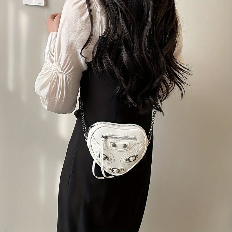 Mini Y2K Style Heart Shape Shoulder Bag, Trendy Punk Crossbody Bag