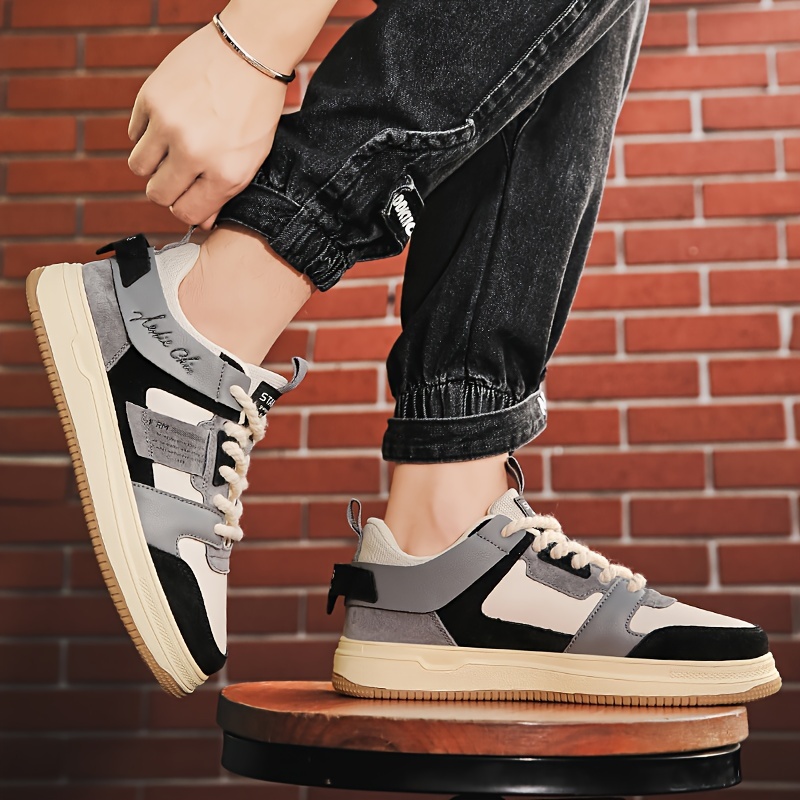 Men's Vintage Retro Style Skate Shoes With Good Grip, Breathable Lace-up  Sneakers - Temu Germany