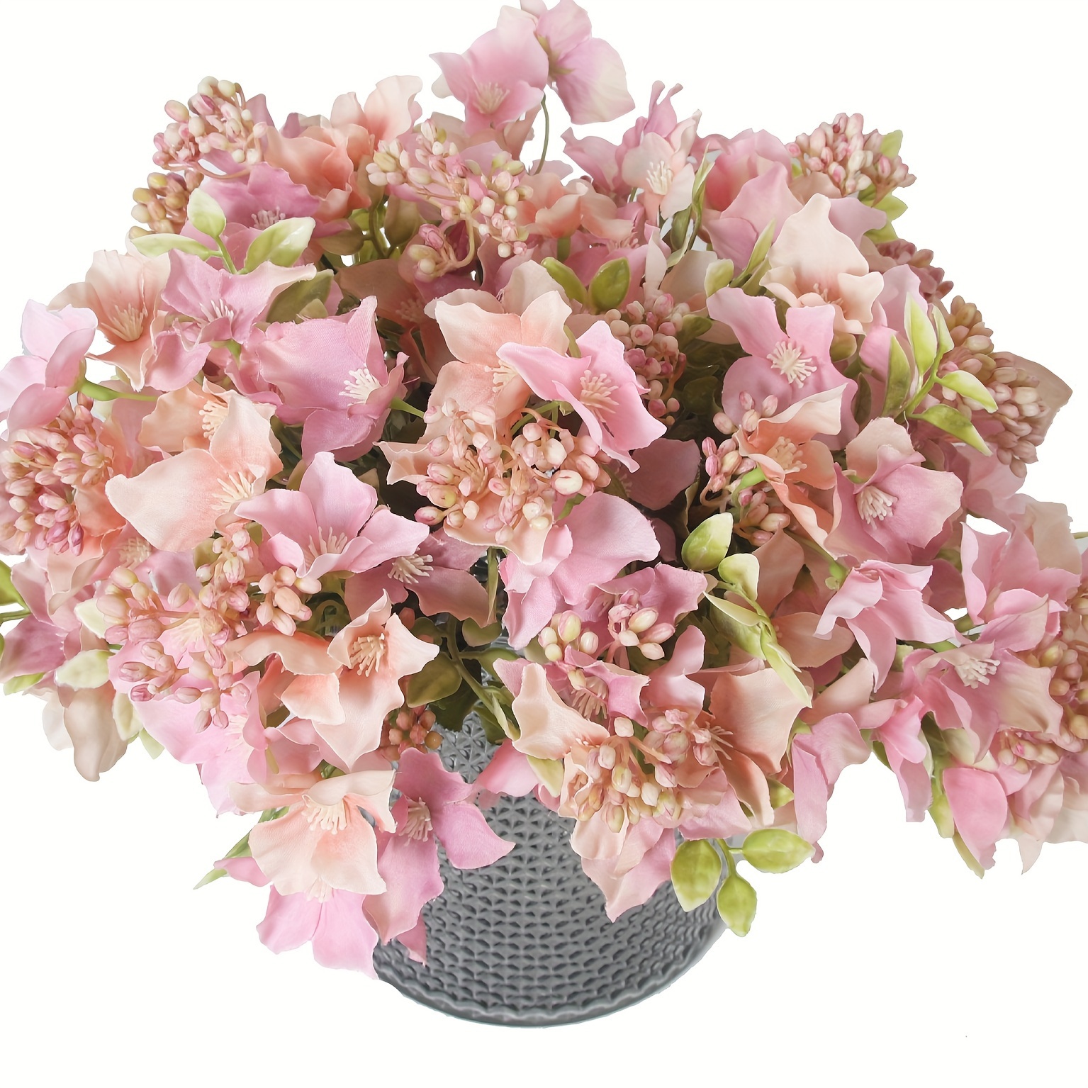 YYHMKB 12 pezzi ortensie artificiali, teste di fiori di ortensie di seta  realistiche con steli fiori finti per bouquet da sposa da sposa bianco rosa  : : Casa e cucina