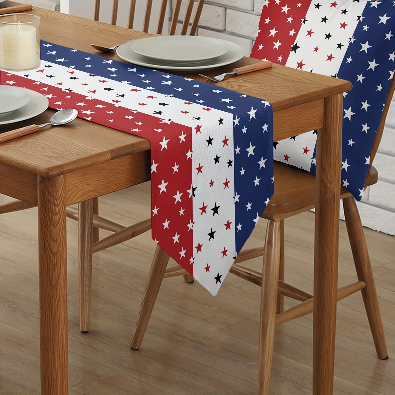 Independence Day Table Runner Cotton Linen Blend Supplies - Temu