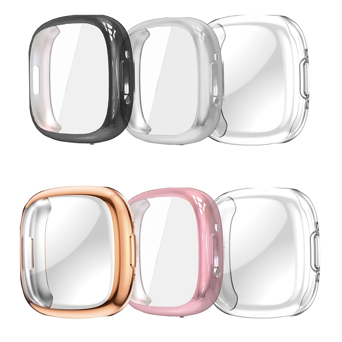 

3packs Vacuum Electroplating Process Tpu Material Soft Shell Full Protection Case For Fitbit Versa2 Versa3 Versa4