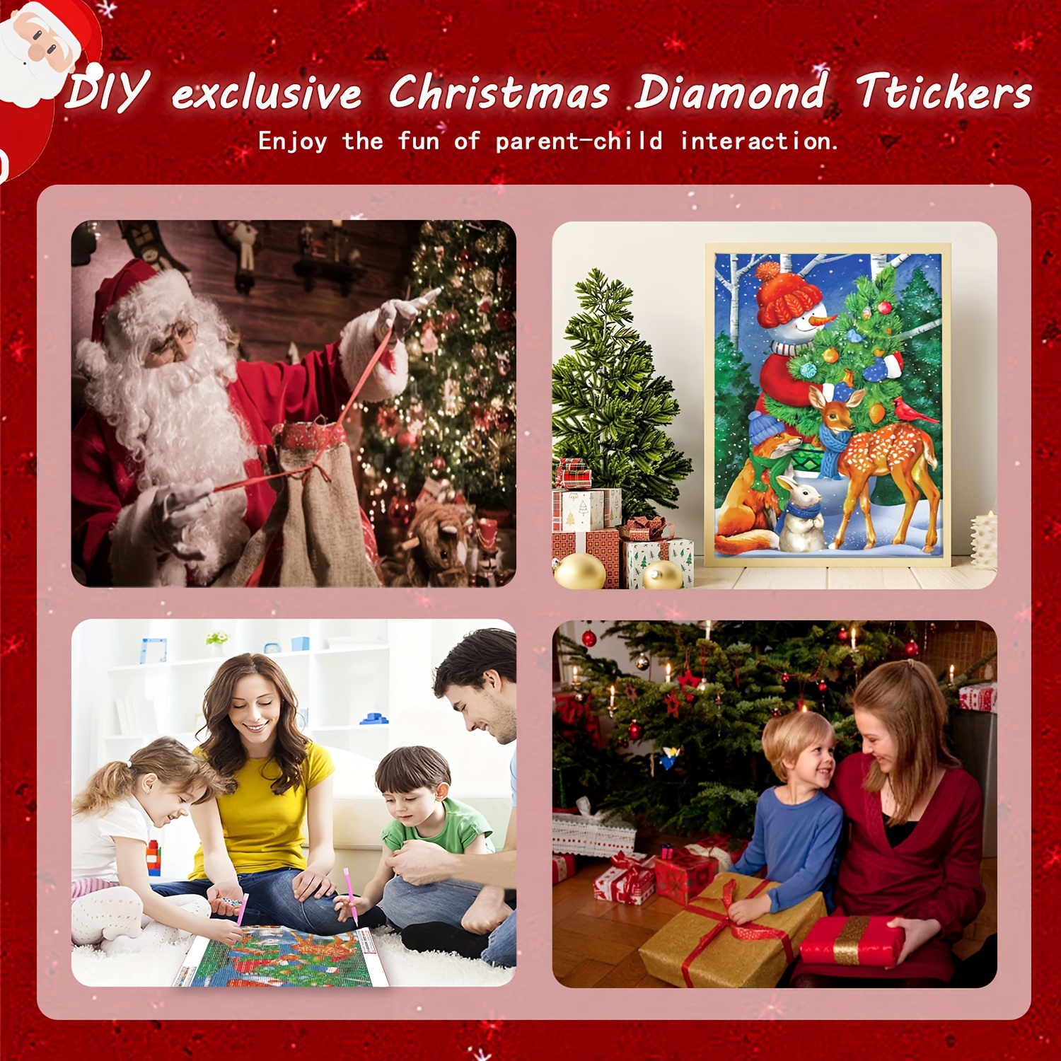 Diamond Art 12 x 12 Full Drill Holiday Santa Painting Kit