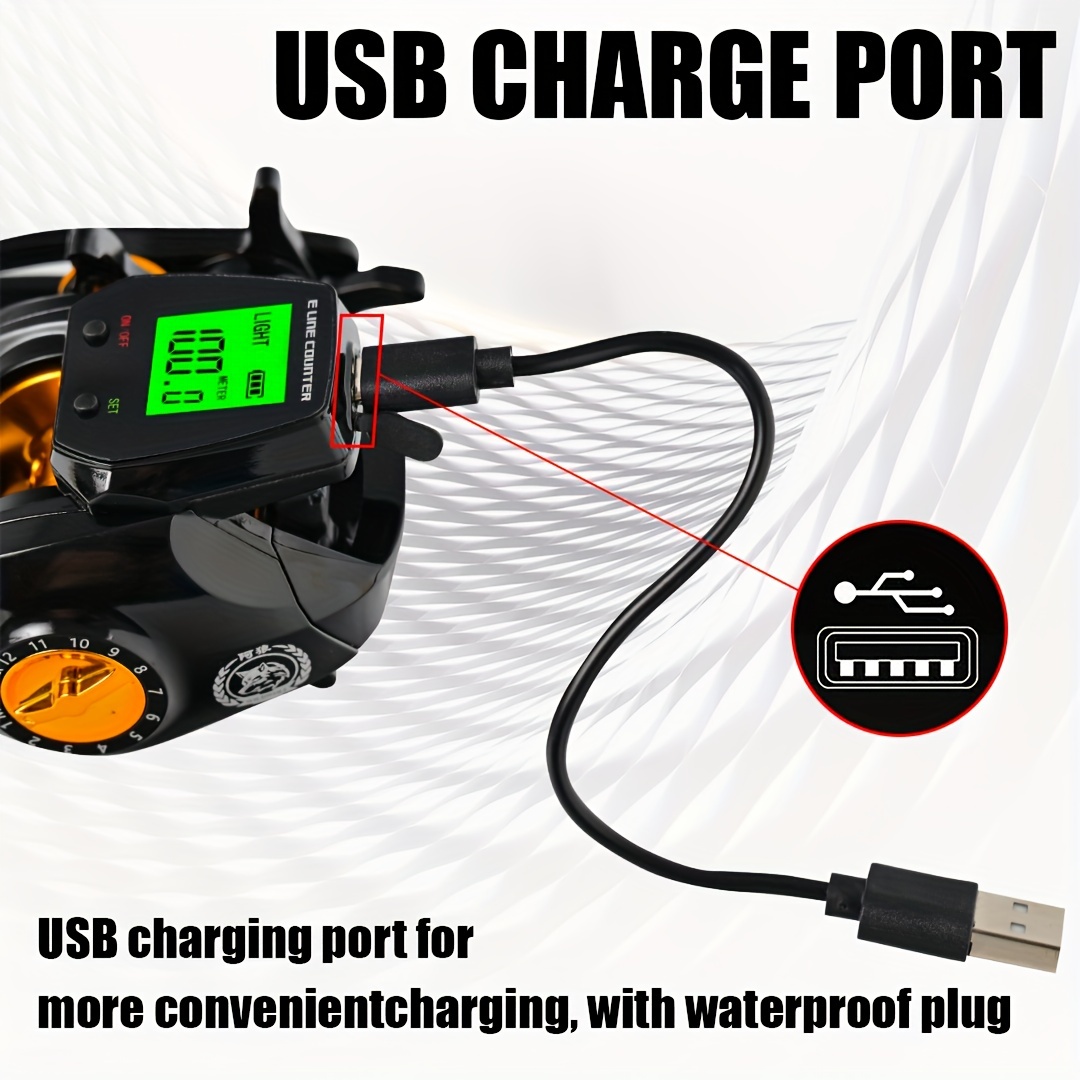 1pc Electronic Fishing Reel, 22.05LB Max Drag, 7.2 Speed Ratio, 5+1 Metal  Ball Bearing, USB Charging Fishing Reel