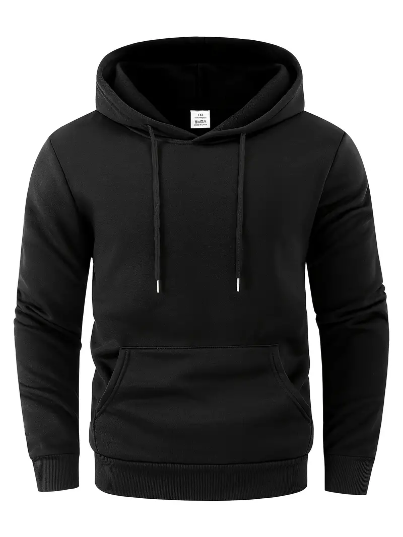 Plus Size Men's Solid Color Hoodies Stylish Casual Hooded Sweatshirt Fall  Winter Tops, Men's Clothing