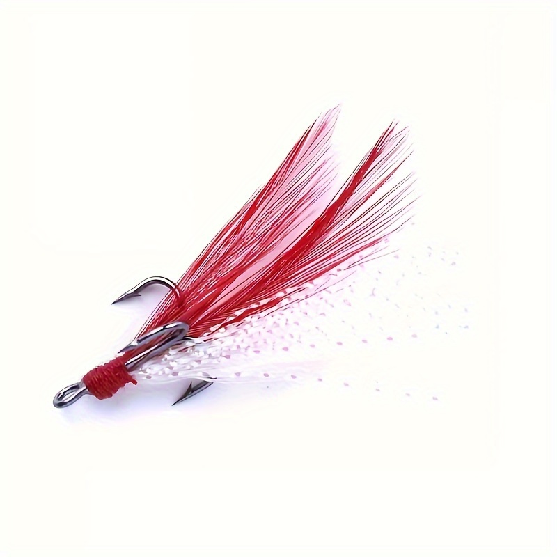 Feathered Treble Fishing Hooks Carbon Steel Barbed Sharp - Temu