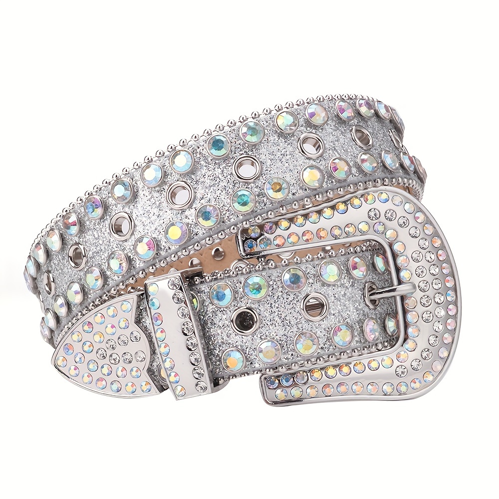 Western Rhinestone Buckle Belt Glitter Bling Rodeo Belt -  Denmark