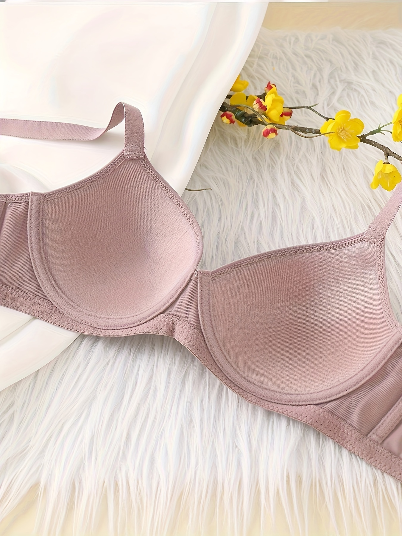 1pc Ladies' Pink Simple & Smooth Surface Push Up Bra For Side Boob