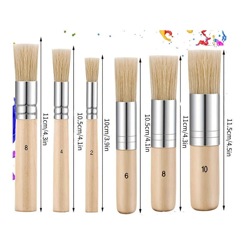 6pcs professional art supplies wooden handle watercolor painting stencil brush   bristle acrylic oil painting brushes