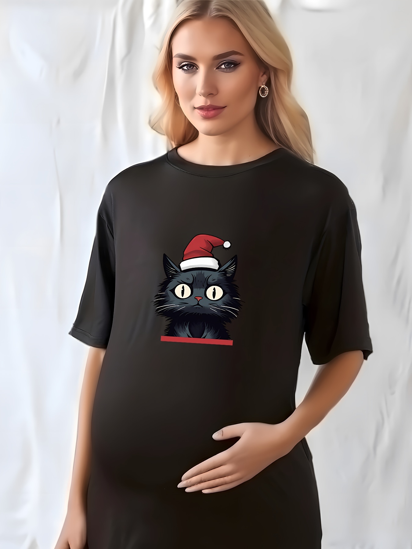 Mujeres Embarazadas Moda Camiseta Estampada Navidad Cuello - Temu