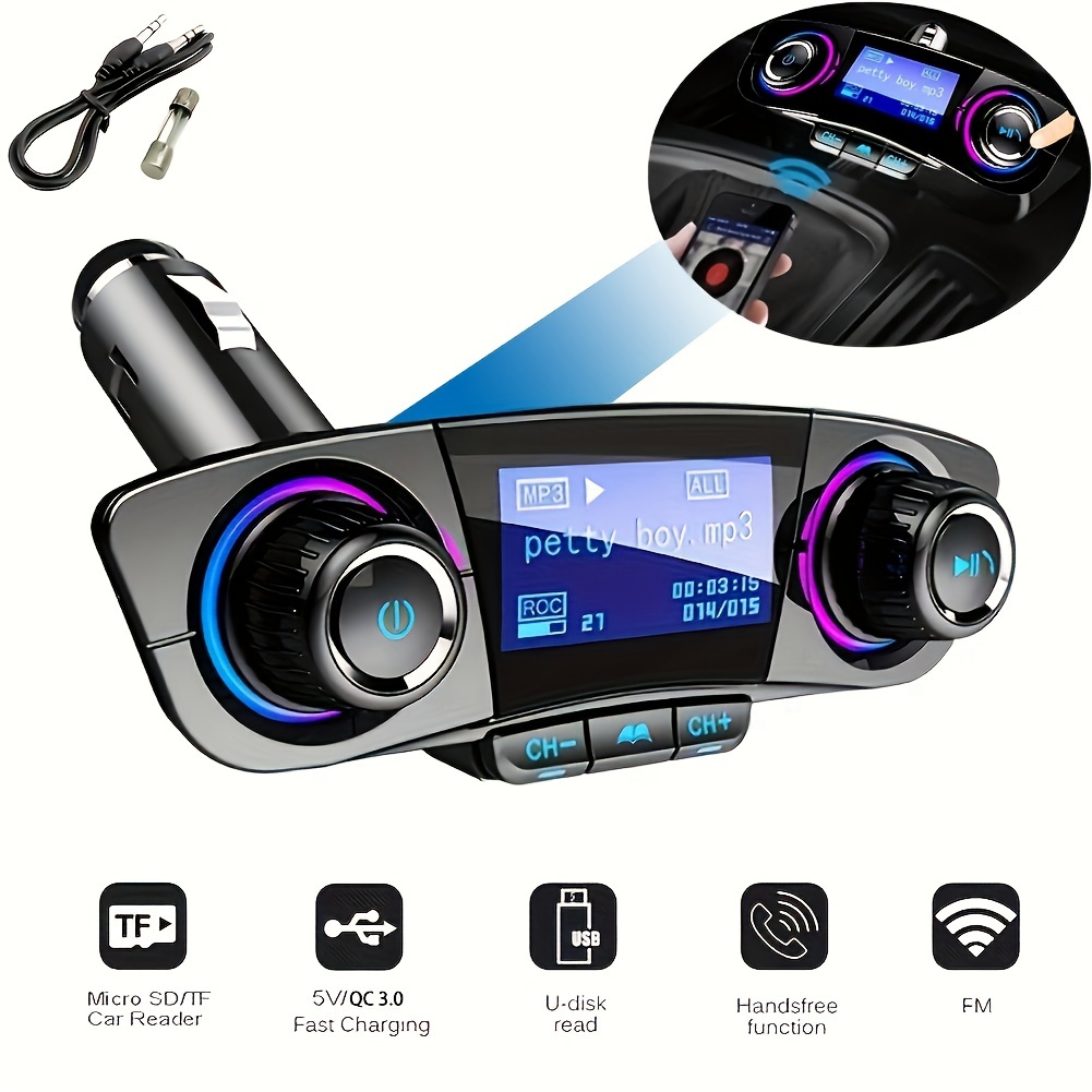 Transmisor FM, transmisor FM inalámbrico actualizado Adaptador de radio  inalámbrico Kit de coche con carga USB dual Cargador de coche Reproductor  de MP3 Compatible con tarjeta TF - Temu
