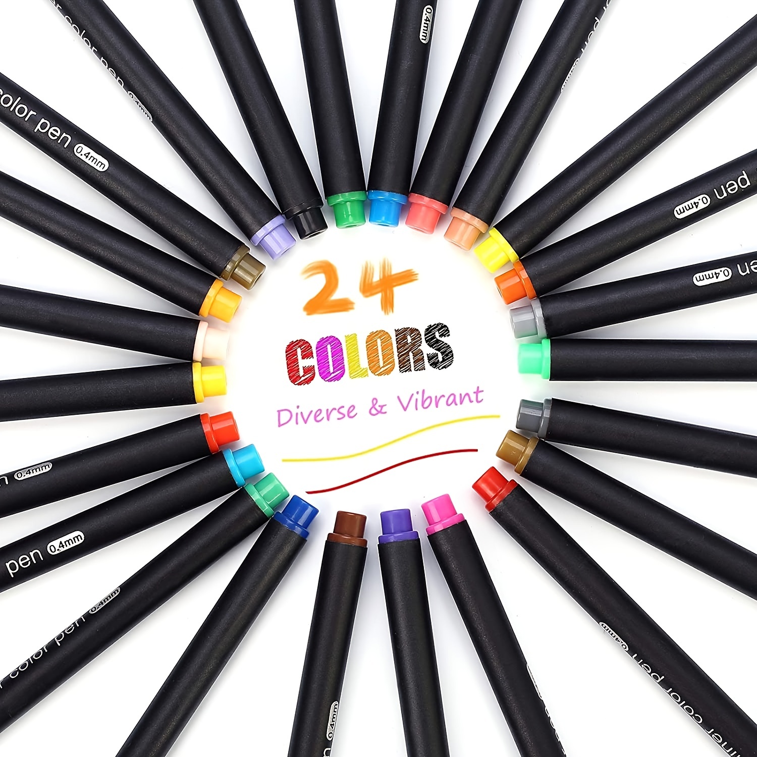 24 Multicolor Fineliner Pen Pack - Japanese Kawaii Pen Shop