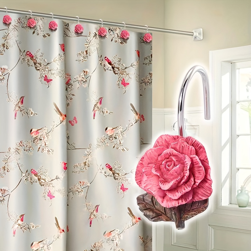 Shower Curtain Hooks Rust Proof, 12pcs Decorative