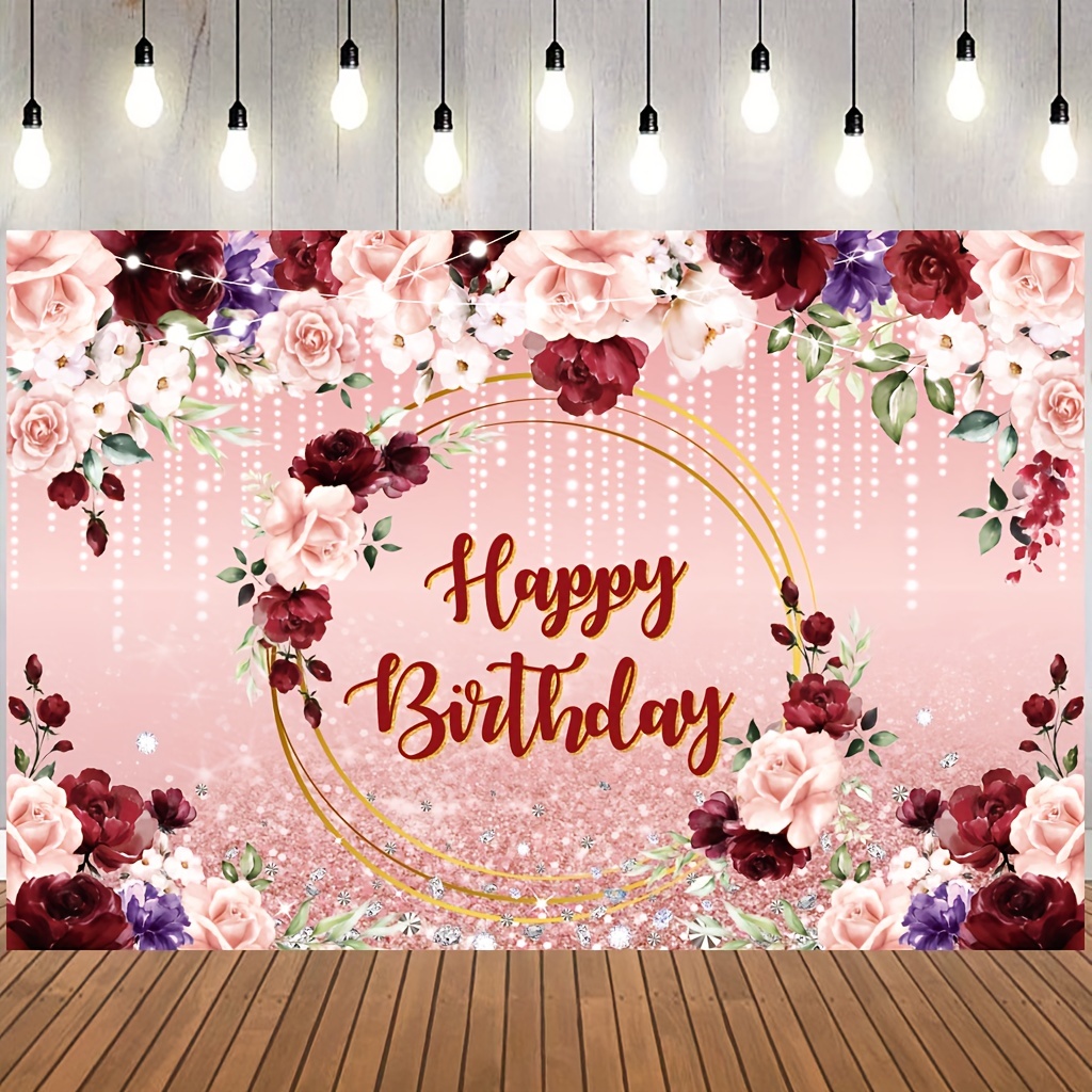 Decoraciones de cumpleaños rosas para mujeres, decoraciones de fiesta de  feliz cumpleaños para niñas, cortina de flecos rosa, pancarta de feliz