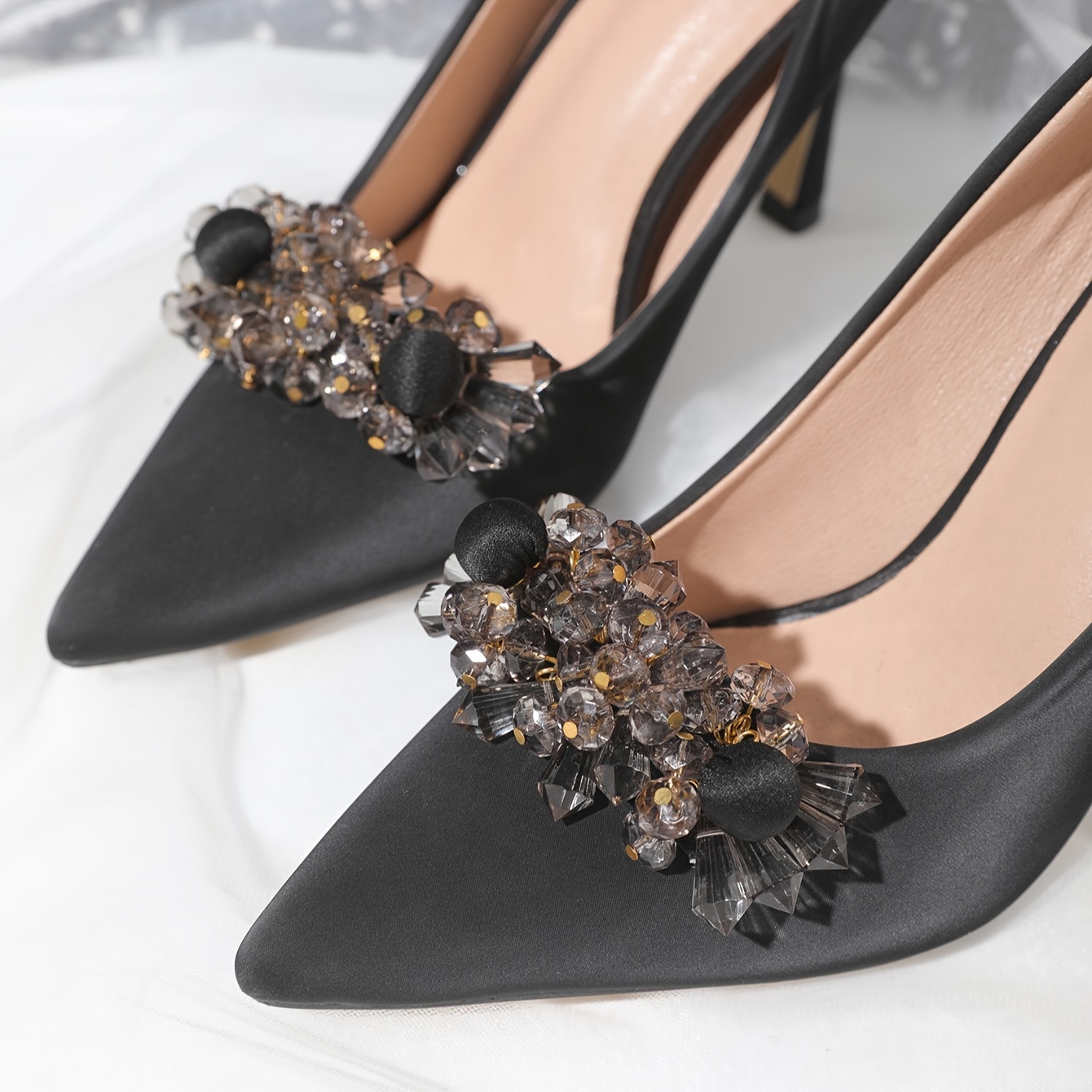 2 Pcs Wedding Pumps Shoe Clips Rhinestone Bow Shoe Accessories Detachable  Shoe Buckle Shoe Embellishment for Women DIY