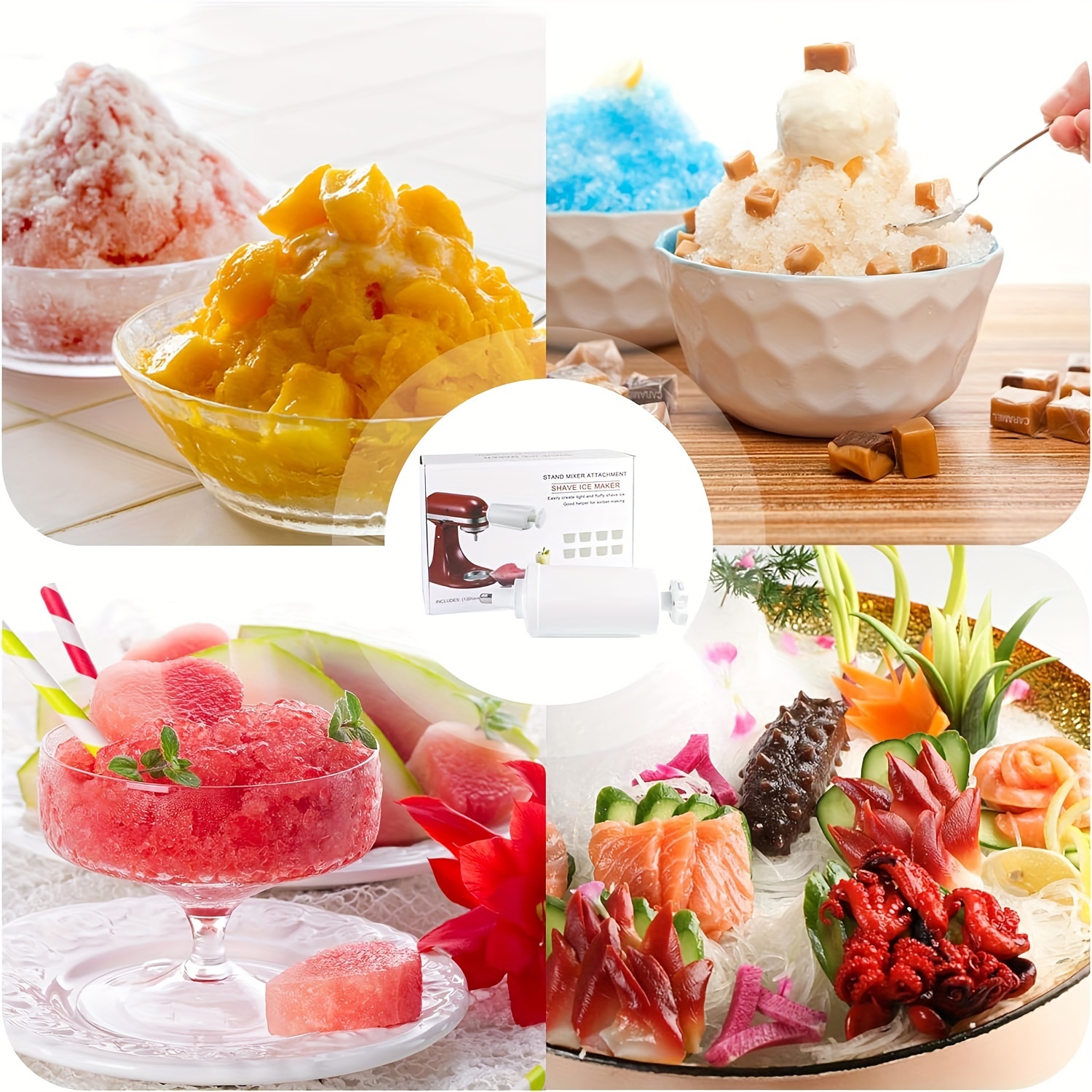 Snow Cone Machine with 8 Ice Molds,Shaved Ice Attachment for