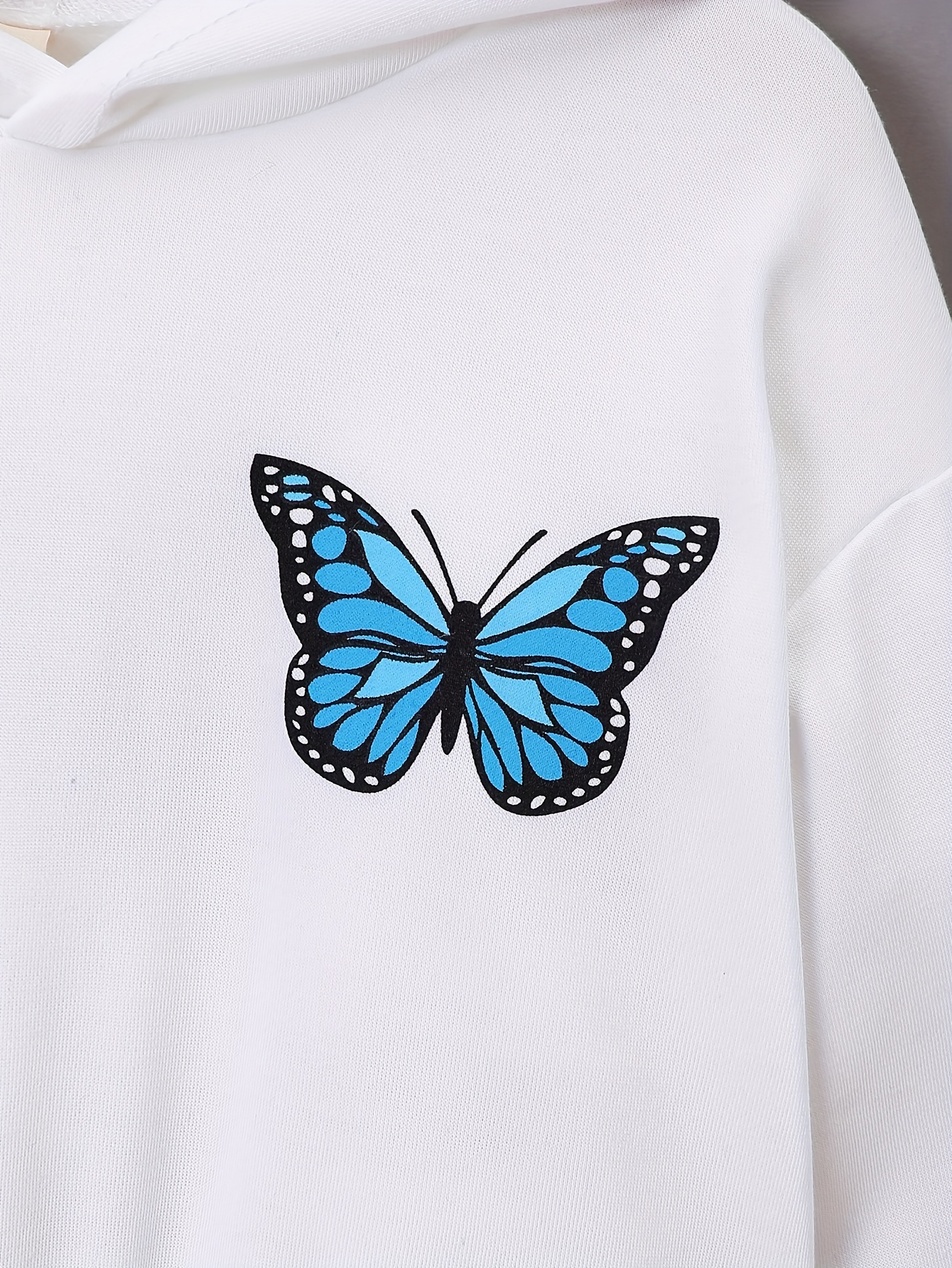 White blue butterfly online hoodie