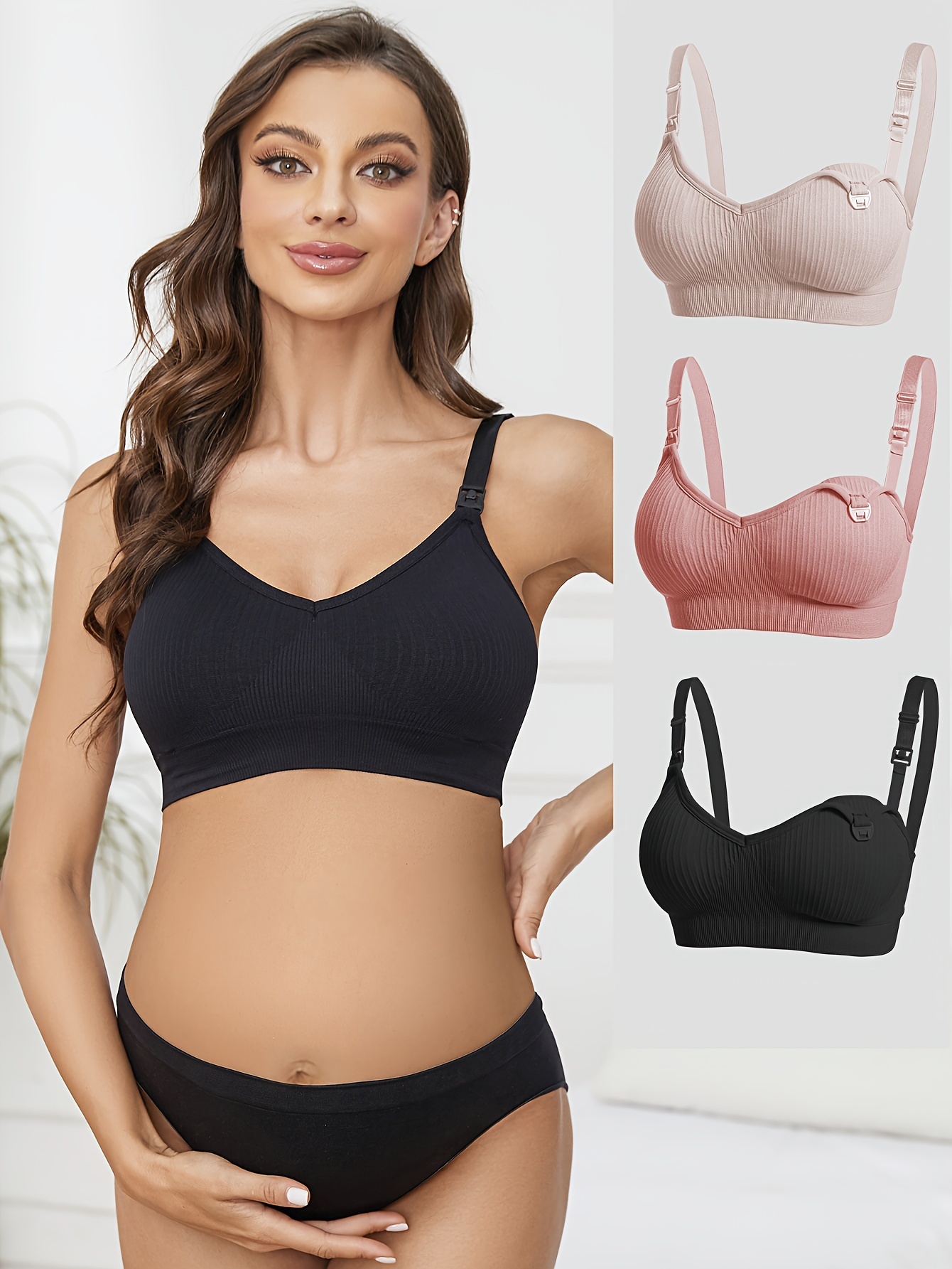  Women's Nursing Bras for Breastfeeding, Plus Size Cotton  Maternity Bras Support Wireless Bra, Pregnancy Sleep Bralette (Color :  Gray, Size : Small) : Clothing, Shoes & Jewelry